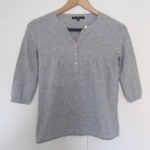 Cute Women's Heather Grey Button Stretch Knit Top